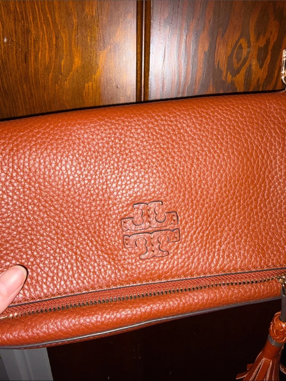 Tory Burch Brown Leather Crossbody with Tassel